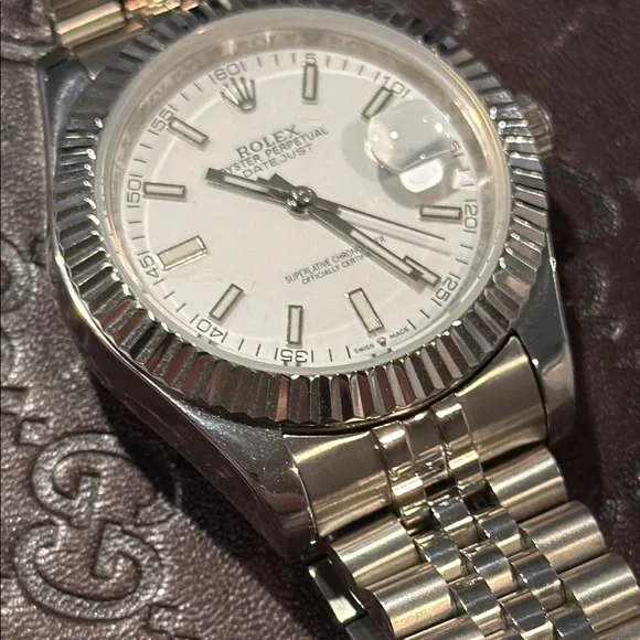 Rolex Silver Oyster Perpetual Watch - Picture 5 of 10